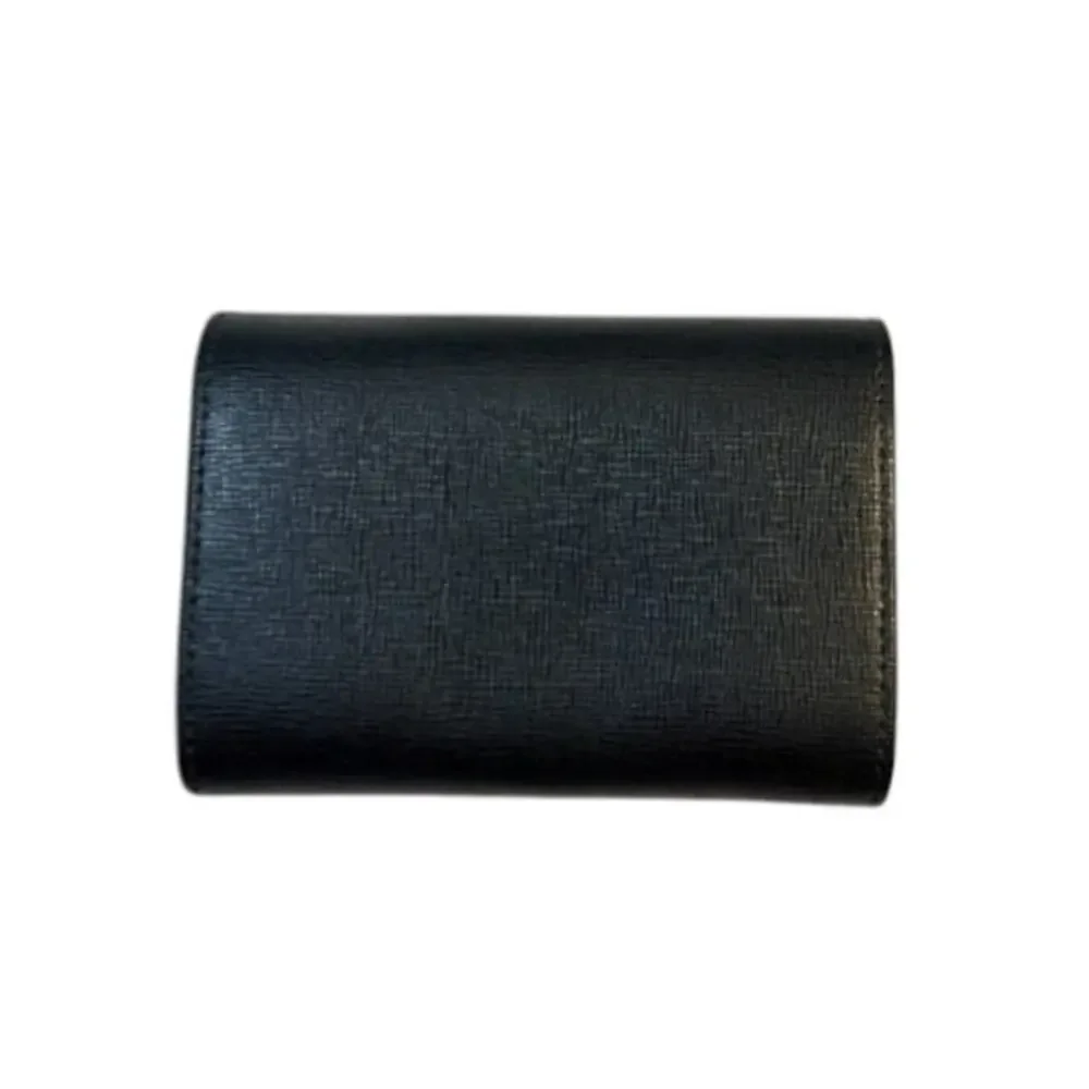 Furla Babylon Black Leather Accordion Card Case Wallet Expandable
